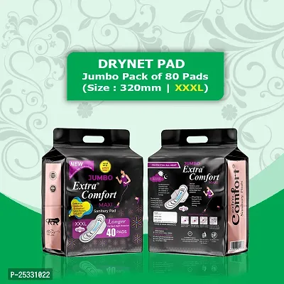 Jumbo Extra Comfort XXXL Dry Net Sanitary Pad (40 PADS + 40 PADS ) Sanitary Pad  (Pack of 80)-thumb0