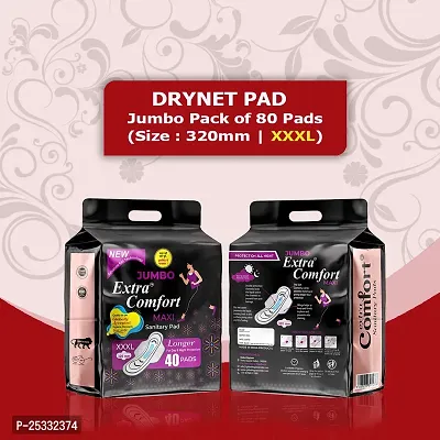 Jumbo Extra Comfort Sanitary Pads for Women with Wings | Dry-net Soft  Comfortable Sanitary Napkins for Day  Night Protection - XXXL (combo pack of 2) (80 pads) Sanitary Pad-thumb0