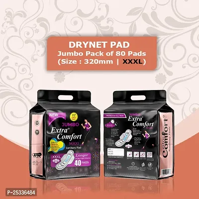 Jumbo Extra Comfort Sanitary Pads for Women with Wings | Dry-net Soft  Comfortable Sanitary Napkins for Day  Night Protection -320 MM Maxi (XXXL) (Pack of 2) Sanitary Pad  (Pack of 80)-thumb0