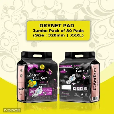 Jumbo Extra Comfort 320 MM MAXI 80 SANITARY PADS (SIZE-XXXL) Sanitary Pad (Combo pack 2) (Pack of 80)-thumb0