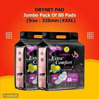 Jumbo Extra Comfort Maxi Sanitary Pads XXXL| upto 0% Leaks|Suitable for Heavy Flow|Comfortable Cushiony soft wings(Combo of 2 Packet, 80 Pads)