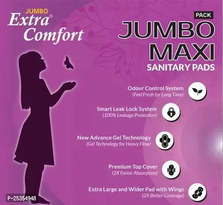 Jumbo Extra Comfort XXXL | 80 Pads | All NightDay XXXL Dry Cover Sanitary Pads for Women | Convert Heavy flow into Gel | Odour Control | Absorbs 2x more with wider back | Superior Dry feel-thumb4