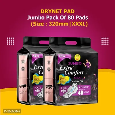 Jumbo Extra Comfort Sanitary Pads for Women (Pack of 80, XXXL)High Absorption Cotton Sanitary Pads for Women Soft and Rash Free Sanitary Pad-320 mm-thumb0