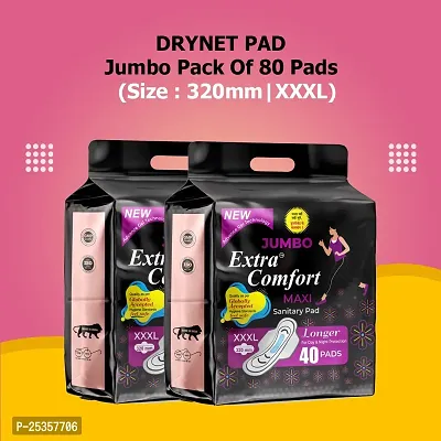 Jumbo Extra Comfort Soft  Rash Free Sanitary Pads for Women|XXXL- 80 Pads|Quick Absorption|Heavy Flow Champion|Double Feathers for Extra Coverage|Gentle Fragrance|Leakage-Proof|Skin Friendly-thumb0