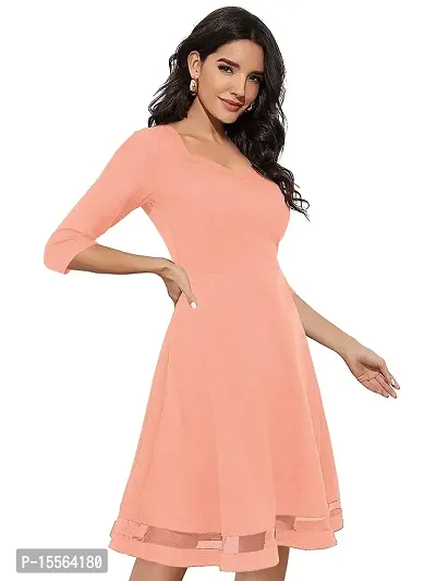 Trendy Women Sweetheart Neck 3/4 Knee Length Dress For Women And Girl