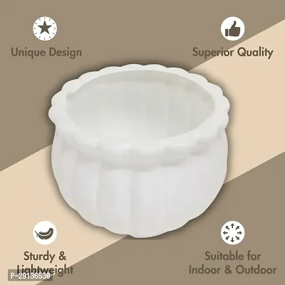 Decorative White Plastic Pot for Plants Pack Of 2-thumb4