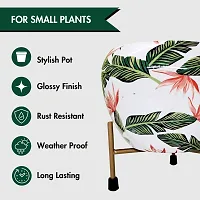 Leaf Printed Plant Pot with Stand  (Metal) Pack of 1-thumb1