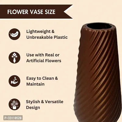 Brown Plastic Flower Pot I Unbreakable Vase for Real  Artificial Flowers | Indoor Table Pot Pack of 4-thumb2