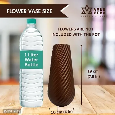 Brown Plastic Flower Pot I Unbreakable Vase for Real  Artificial Flowers | Indoor Table Pot Pack of 4-thumb3