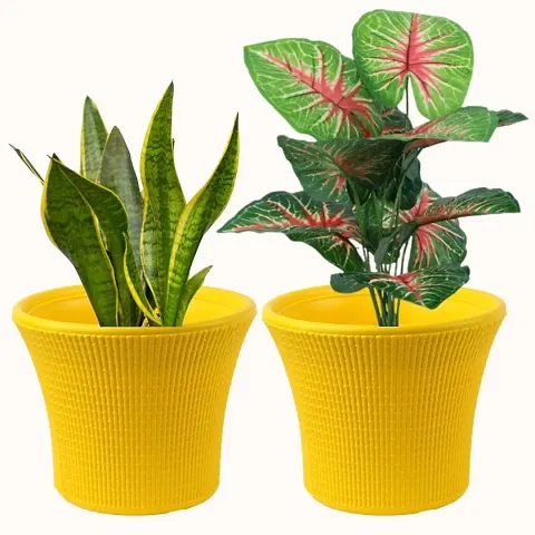 10 Inch Big Size Plant Pots for Home Deacute;cor, Indoor Outdoor Use, Decorative Pots for Garden, Home, Office, Terrace Pack of 2