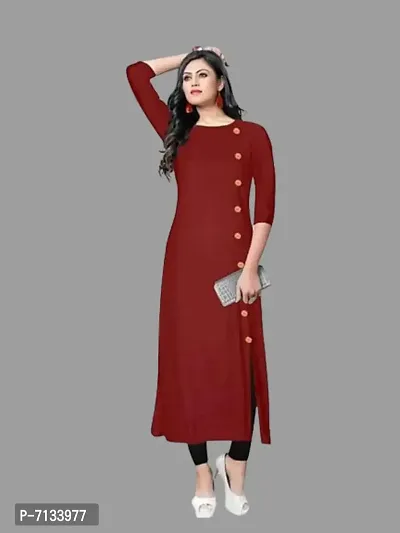 Maroon Rayon Show Button Kurtas For Women-thumb0