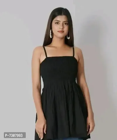 Elite Black Rayon Solid Elastic Short Dresses For Women-thumb0