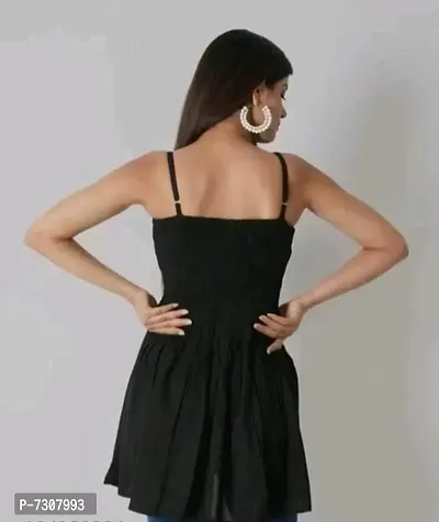 Elite Black Rayon Solid Elastic Short Dresses For Women-thumb2