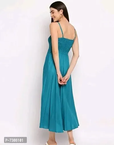 Reliable Rayon Long Flared Sleeveless Party Wear Dress For Women-thumb3