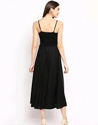 Reliable Black Rayon Long Flared Sleeveless Party Wear Dress For Women-thumb1