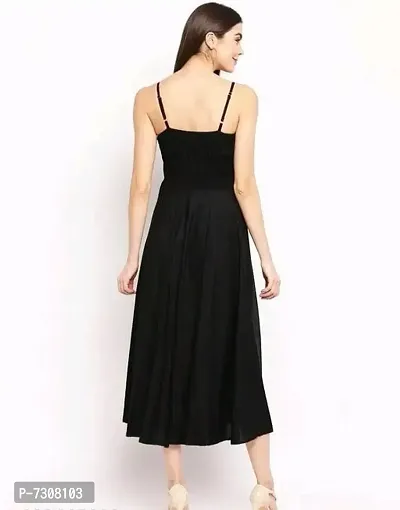 Reliable Black Rayon Long Flared Sleeveless Party Wear Dress For Women-thumb2