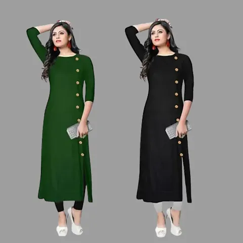 Stylish Rayon Solid Straight Kurti - Combo of 2