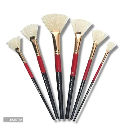 Durable Artist Quality Hog Hair Fan Brush Set For Acrylic Painting, Oil Painting, Modern Art Painting, Fabric Painting
