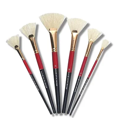 Buy Durable Artist Hog Hair Fan Brush Set For Acrylic Painting, Oil Painting, Modern Painting, Fabric Painting - Lowest price in GlowRoad