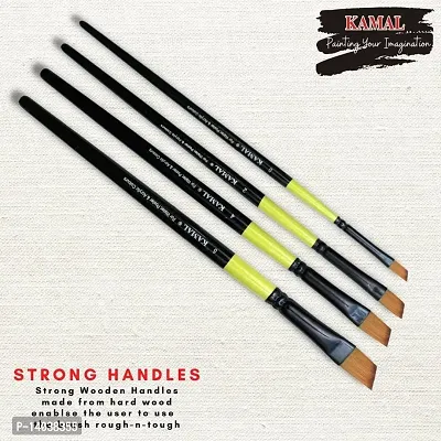 Durable Neon Series Set Of 4 Angular Brushes In Synthetic Bristle For Water, Poster Colour, Acrylic And Oil Painting For Professionals. Available With Free Utility Pouch-thumb2