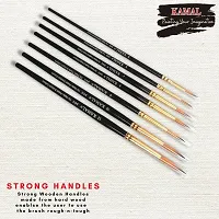 Durable Round Golden Black Artist Quality Painting Brush Taklon/Synthetic Brush For Oil, Nail, Artist Acrylic Set Of 7(Wooden Handle And Taklon Bristle)-thumb1