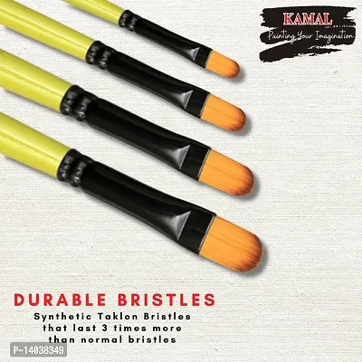 Durable Neon Series Set Of 4 Filbert Brushes In Synthetic Bristle For Water, Poster Colour, Acrylic And Oil Painting For Professionals. Available With Free Utility Pouch-thumb3