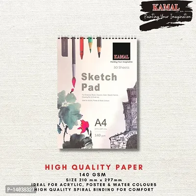 Durable Drawing And Sketch Pad For Artists, 120Lb/140Gsm Drawing Pad, 50 Sheets/100 Pages Sketch Book For Alcohol Markers, Solvent Markers, Pencils, Charcoal, Pastels Etc. (A4) Great Gift Idea-thumb4