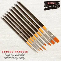 Durable Synthetic Hair Mix Brushes Set For Acrylic, Watercolor And Oil Painting (Set Of 8 Mix)(Wooden Handles, Aluminium Ferrule,Synthetic Taklon Bristles)-thumb1