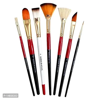 Durable Artist Quality Mix Brush Set For Acrylic Painting, Oil Painting (Available In Two Different Colors)(Wooden Handle ,Synthetic Bristles)-thumb0