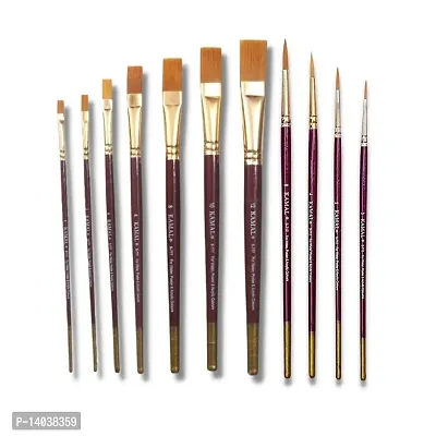 Durable Artist Quality Paint Brush Combo Of Golden Taklon Hair Flat Set Of 7 And Round Set Of 4