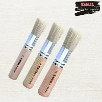 Durable Set Of 3 Wooden Stencil Brushes In Pure Natural Hog Hair Bleached Bristle For Acrylic Oil Art Painting Stencil Project Diy Crafts-thumb3