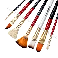 Durable Artist Quality Mix Brush Set For Acrylic Painting, Oil Painting (Available In Two Different Colors)(Wooden Handle ,Synthetic Bristles)-thumb2