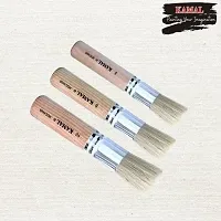 Durable Set Of 3 Wooden Stencil Brushes In Pure Natural Hog Hair Bleached Bristle For Acrylic Oil Art Painting Stencil Project Diy Crafts-thumb1