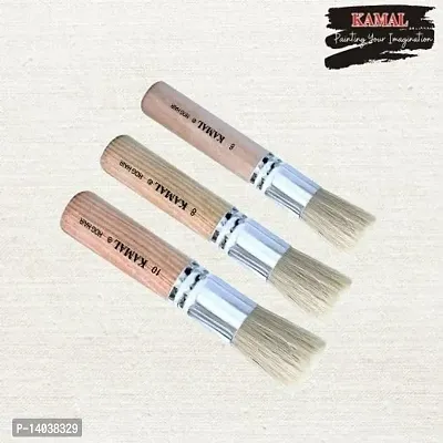 Durable Set Of 3 Wooden Stencil Brushes In Pure Natural Hog Hair Bleached Bristle For Acrylic Oil Art Painting Stencil Project Diy Crafts-thumb2