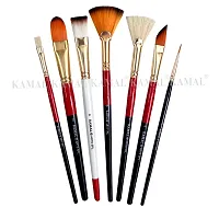 Durable Artist Quality Mix Brush Set For Acrylic Painting, Oil Painting (Available In Two Different Colors)(Wooden Handle ,Synthetic Bristles)-thumb1