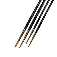 Durable Round Golden Black Synthetic Hair Taklon Paint Brushes For Oil, Nail, Artist Acrylic Painting - Set Of 4-thumb2