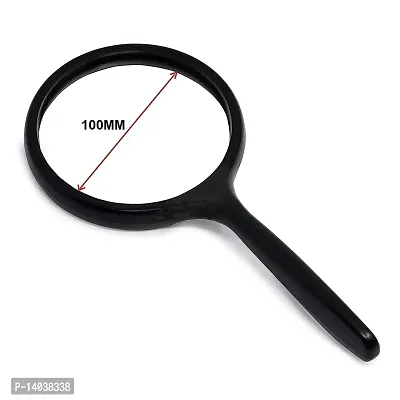 Durable Magnifying Glass 100 Mm For Reading, Students, Artists And Viewing Small Objects Maps High Power Handheld 10X Magnifier Glass Lens (Black)-thumb2