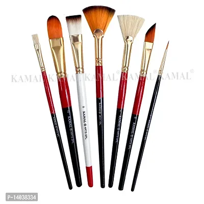 Durable Artist Quality Mix Brush Set For Acrylic Painting, Oil Painting (Available In Two Different Colors)(Wooden Handle ,Synthetic Bristles)-thumb2