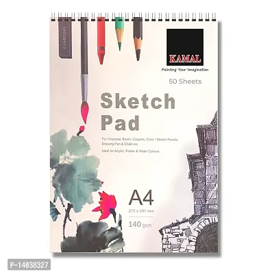 Durable Drawing And Sketch Pad For Artists, 120Lb/140Gsm Drawing Pad, 50 Sheets/100 Pages Sketch Book For Alcohol Markers, Solvent Markers, Pencils, Charcoal, Pastels Etc. (A4) Great Gift Idea-thumb0