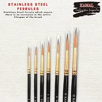 Durable Round Golden Black Artist Quality Painting Brush Taklon/Synthetic Brush For Oil, Nail, Artist Acrylic Set Of 7(Wooden Handle And Taklon Bristle)-thumb2