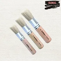 Durable Set Of 3 Wooden Stencil Brushes In Pure Natural Hog Hair Bleached Bristle For Acrylic Oil Art Painting Stencil Project Diy Crafts-thumb2