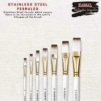 Durable Flat White-Brown, Artist Painting Brush Taklon/Synthetic Brush For Oil, Nail, Artist Acrylic Painting Set Of 7(Wood;Synthetic Hair)-thumb3