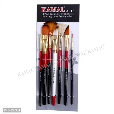 Durable Artist Quality Mix Brush Set For Acrylic Painting, Oil Painting (Available In Two Different Colors)(Wooden Handle ,Synthetic Bristles)-thumb4