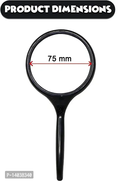 Durable Magnifying Glass 75 Mm For Reading, Students, Artists And Viewing Small Objects Maps High Power Handheld 10X Magnifier Glass Lens (Black)-thumb2