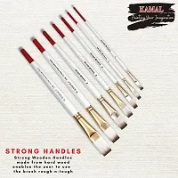 Durable Flat White-Brown, Artist Painting Brush Taklon/Synthetic Brush For Oil, Nail, Artist Acrylic Painting Set Of 7(Wood;Synthetic Hair)-thumb1