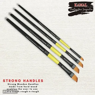 Durable Neon Series Set Of 4 Dagger Brushes In Synthetic Bristle For Water, Poster Colour, Acrylic And Oil Painting For Professionals. Available With Free Utility Pouch-thumb2