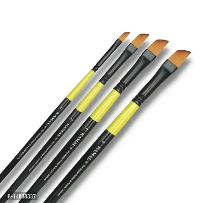 Durable Neon Series Set Of 4 Dagger Brushes In Synthetic Bristle For Water, Poster Colour, Acrylic And Oil Painting For Professionals. Available With Free Utility Pouch