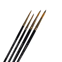 Durable Round Golden Black Synthetic Hair Taklon Paint Brushes For Oil, Nail, Artist Acrylic Painting - Set Of 4-thumb1