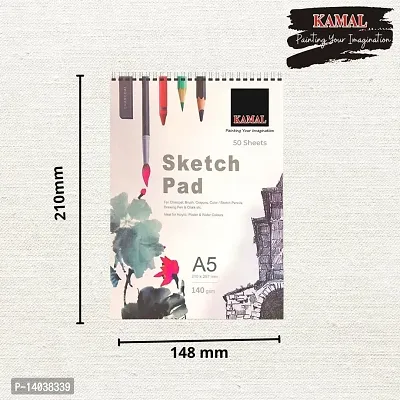 Durable A5 Sketch Book 50 Sheets Set Of 2 - 5.8 X 8.3 Inch | Top Spiral-Bound Sketchpad For Artists | Sketching And Drawing Acid Free Paper, For Doodling Sketch Pad (50 Sheets, Pack Of 2) Great Gift Idea-thumb3
