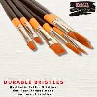 Durable Synthetic Hair Mix Brushes Set For Acrylic, Watercolor And Oil Painting (Set Of 8 Mix)(Wooden Handles, Aluminium Ferrule,Synthetic Taklon Bristles)-thumb2